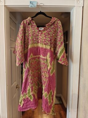 Boho Kantha Hooded Tunic Dress